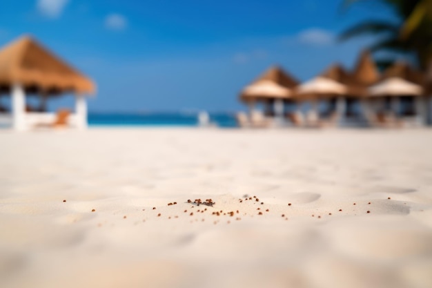 Foco seletivo de areia branca no belo fundo da praia