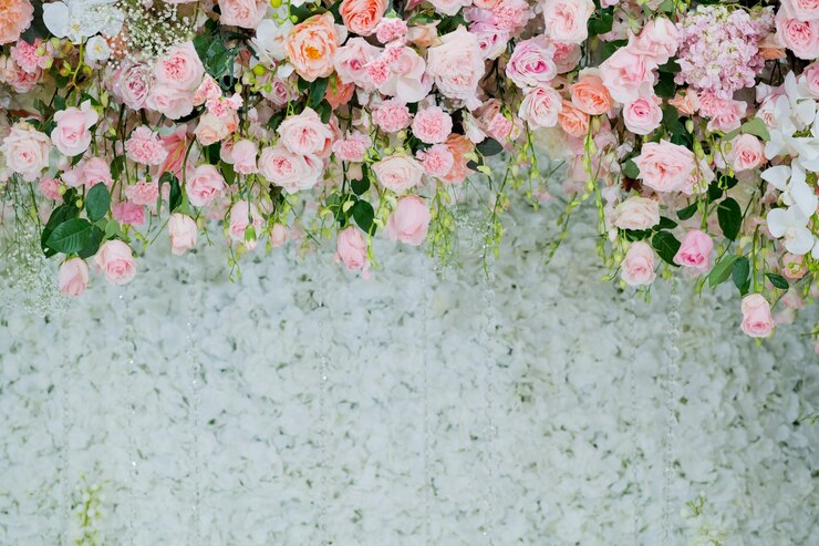 Foco seletivo de decoração de flores de casamento foco suave de flor branca