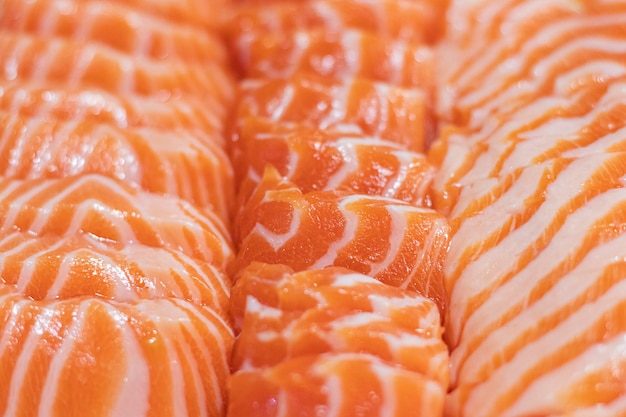 Foco seletivo de fundo de sashimi de salmão closeup