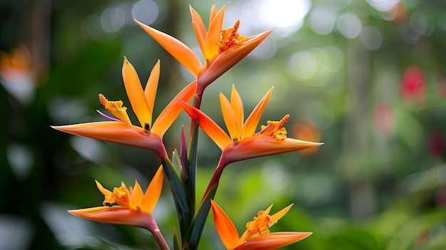 Foto foco superficial da flor flor ave del paraiso no jardim