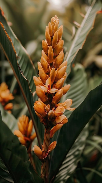 Foco superficial da flor Flor Ave del Paraiso no jardim