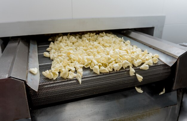 Förderlinie zum Braten von Snacks und Pommes in einer modernen Fabrik