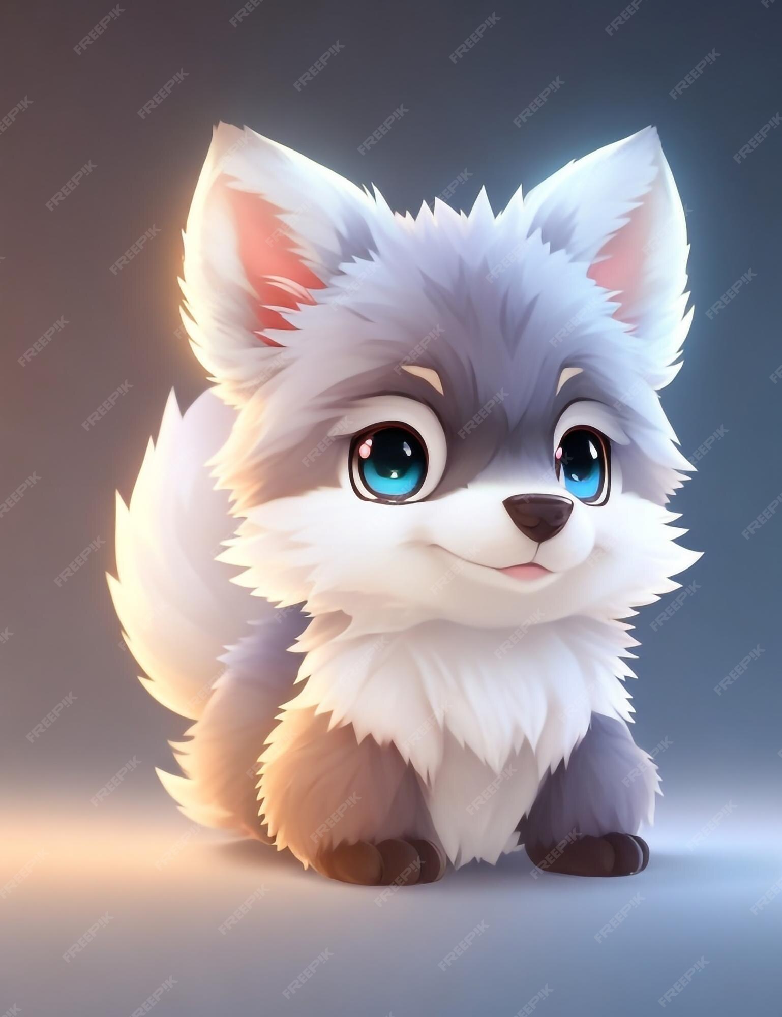 Lobo Anime Minúsculo E Hiperrealista Fofo De Pokemon. Gerar Ai