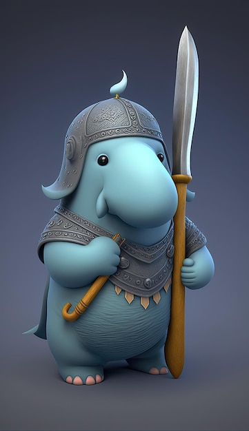 Fofo dinossauro animal guerreiro 3d modelo de jogo generativo ia