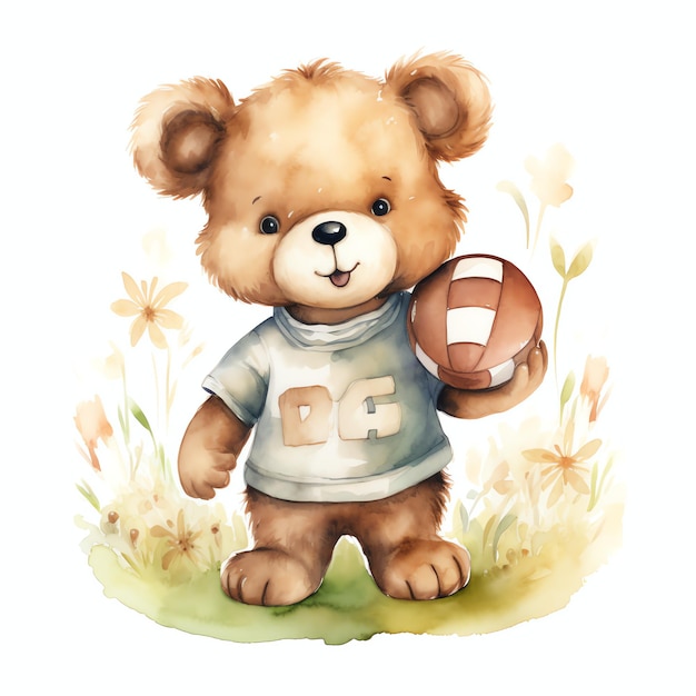 Fofo urso aquarela fazendo esportes ilustração ursinhos de pelúcia clipart