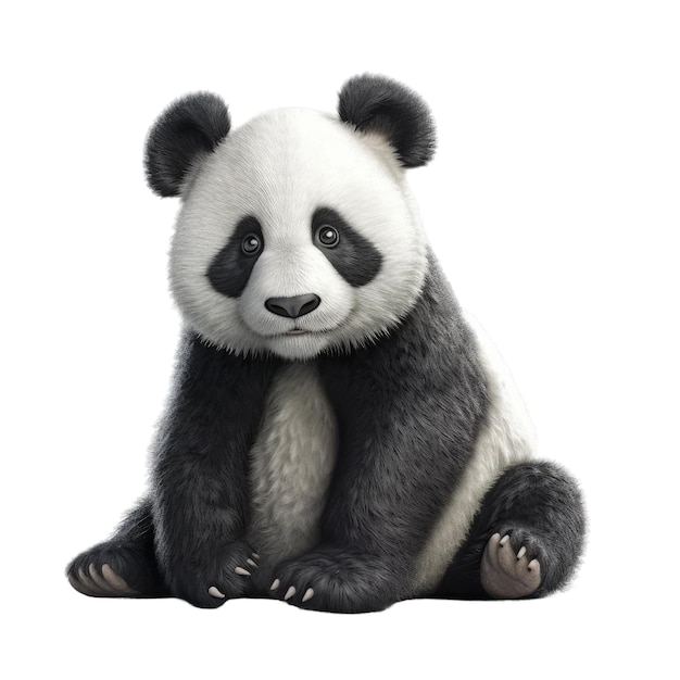 Fofo urso panda bebê transparente fundo isolado AI