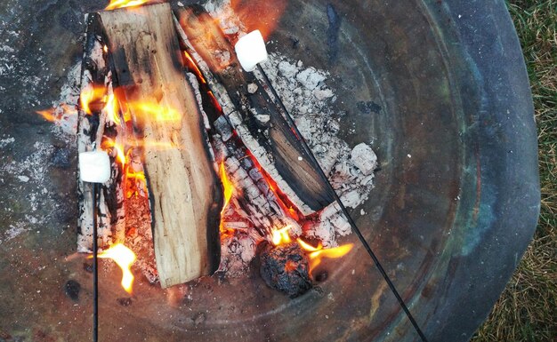 Foto fogo de acampamento de dia