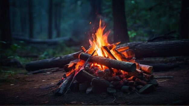 Fogo de acampamento na imagem da floresta