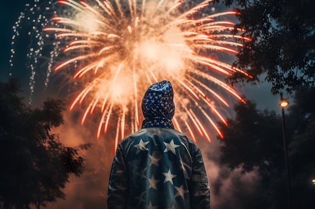 Fogo de artifício do Dia da Independência Americana 4 de julho