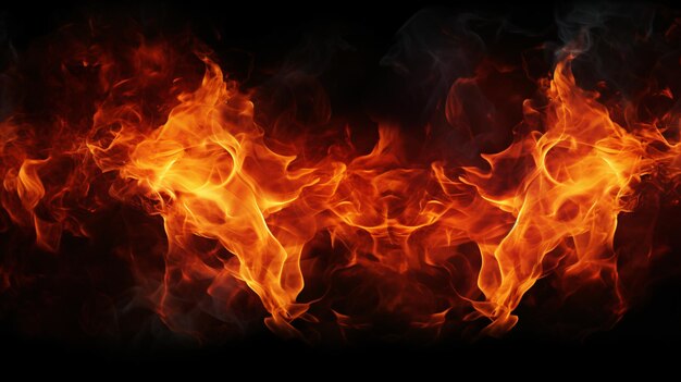 Fogo em chamas Abstracto fogo em chamas em um fundo preto