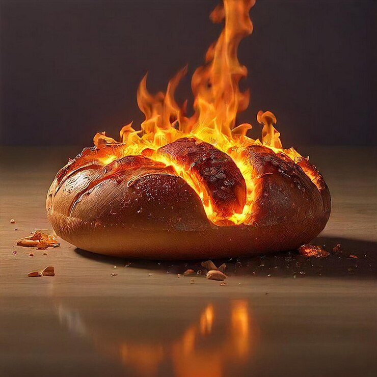 Foto fogo no pão ai gerado
