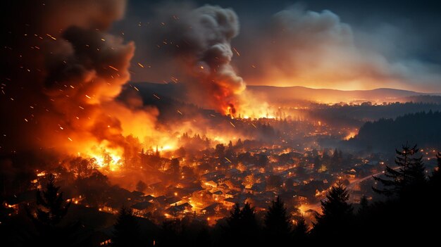 Foto fogo queimando nas montanhas