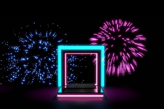 Foto fogos de artifício 3d que podem ser usados no ano novo ou em uma celebração