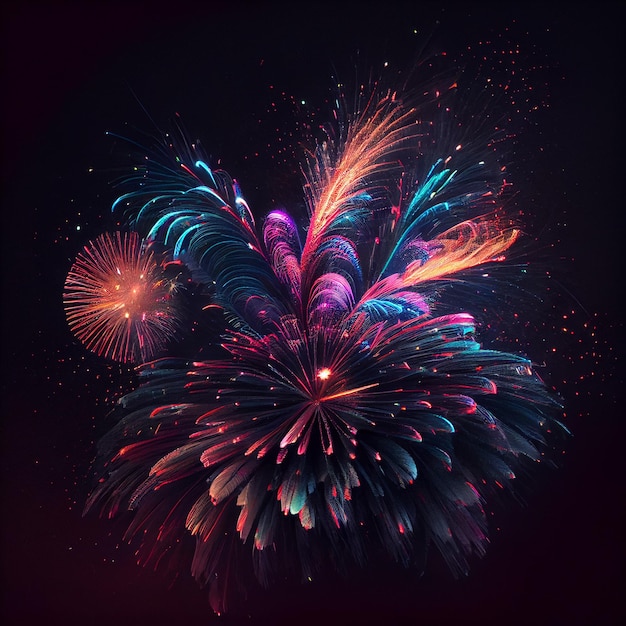 Fogos de artifício à noite 3d Generative ai