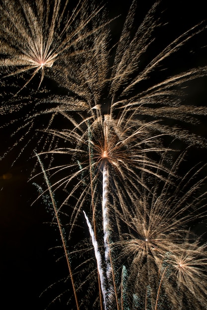 Fogos de artifício à noite, castelos de fogo