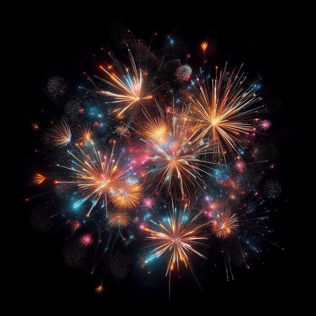 fogos de artifício coloridos com fundo preto fogos de artifício imagens png fogos de artifício em fundo isolado