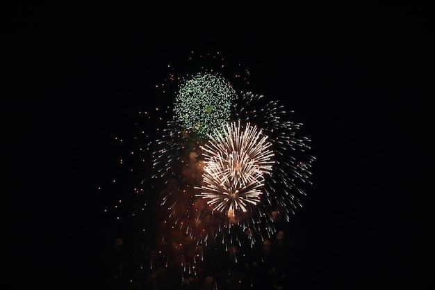 Fogos de artifício coloridos no céu escuro