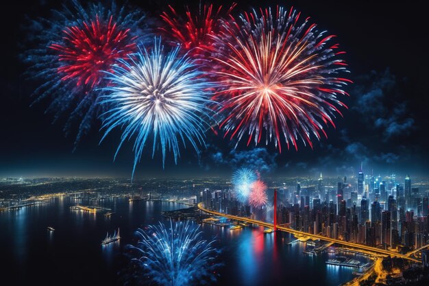 Foto fogos de artifício de celebração à noite