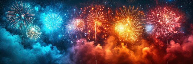 Fogos de artifício de cores brilhantes Saudação Várias cores fundo Ilustrações em HD