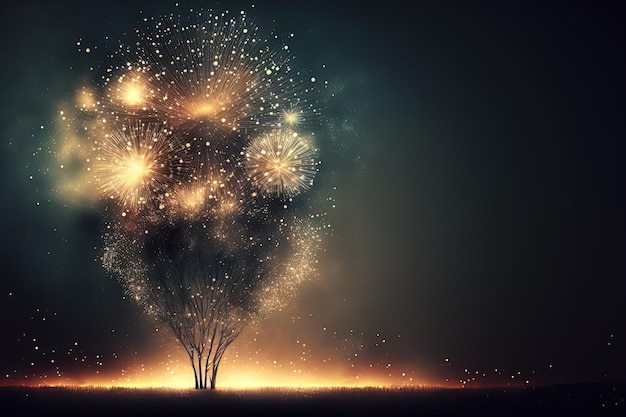 Fogos de artifício de véspera de ano novo com espaço para texto