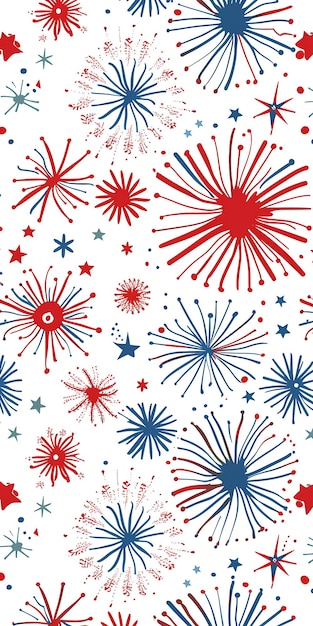 Foto fogos de artifício fundo sem costura em vermelho branco e azul para o quarto de julho diversão festiva dia da independência
