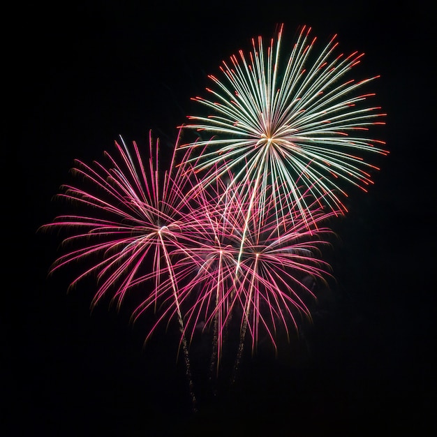 Fogos de artifício no céu escuro