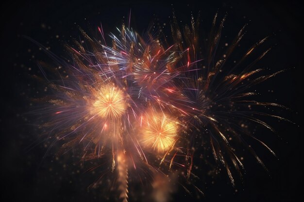 Fogos de artifício no céu noturno gerados por IA