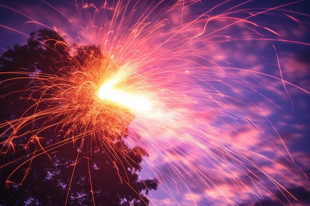 Foto fogos de artifício refletidos num corpo de água calmo