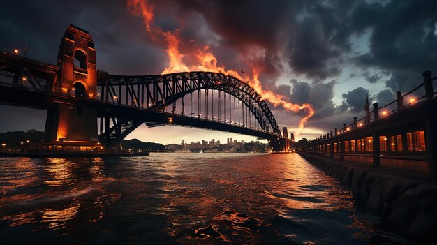 Foto fogos de artifício sobre uma ponte para um evento especial de celebração