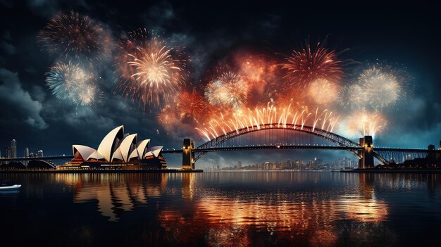 Fogos de artifício sobre uma ponte para um evento especial de celebração