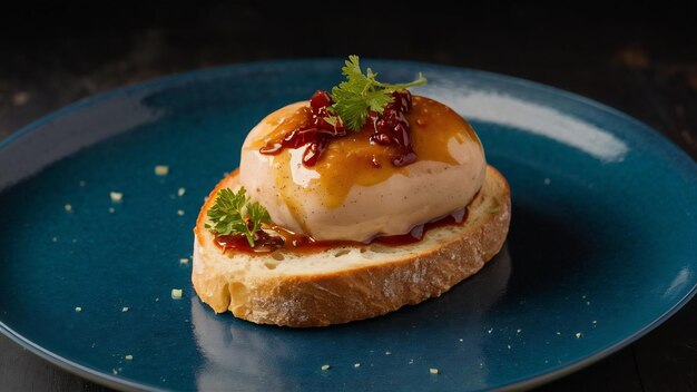 Foto foie gras em cima de pão com molho