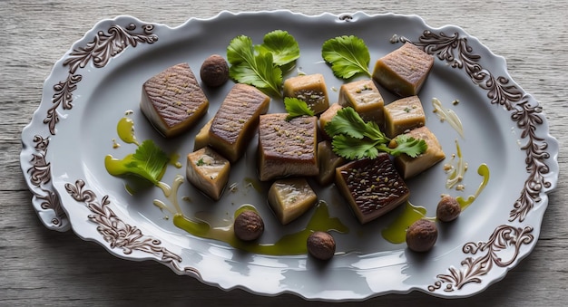 Foie gras en un hermoso plato generado por IA