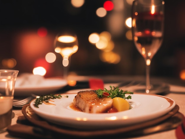 Fokus auf das Abendessen auf einem gemütlichen, verschwommenen Hintergrund