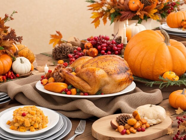 Foto fokus-aufnahme von thanksgiving und der ernte fest gemütlich verschwommenen hintergrund