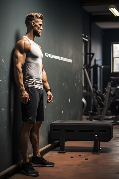 Fokussierte Athletin in einem Fitnessstudio