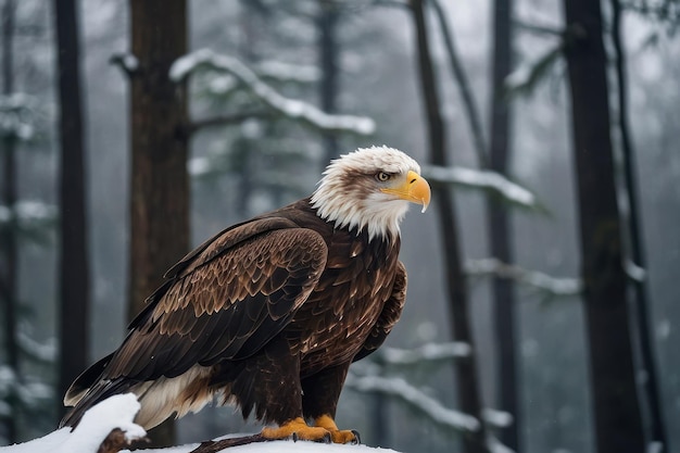 Foto fokussierte aufnahme eines majestätischen adlers an einem wintertag