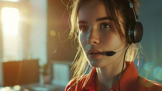 Fokussierter junger Operator mit Headset, der spät in einem Hightech-Callcenter arbeitet