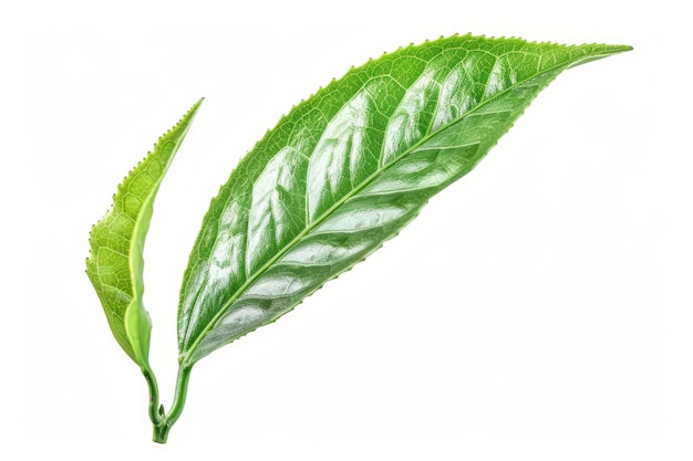 folha de chá verde isolada sobre fundo branco folha de té verde isolada sob fundo branco