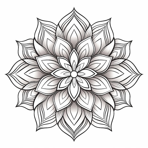 Folha de colorir de flores ornamentais no estilo