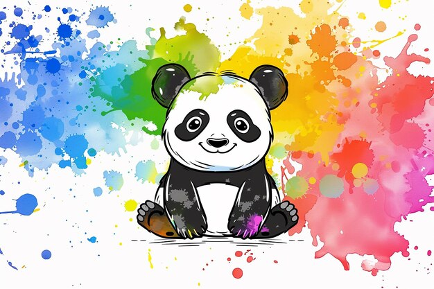 Folha de colorir do bebê panda bonito