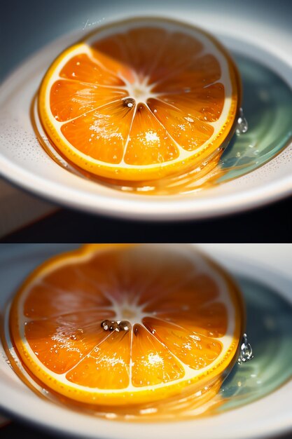 Foto folha de frutas amarelas de suco de laranja exibição de negócios promoção de publicidade fundo