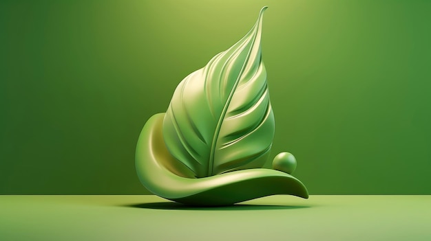 Folha de maquete 3D de árvore e planta Ecologia conceito de produtos biológicos e naturais Vista aproximada das folhas