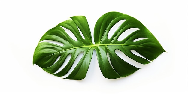 Folha de Monstera deliciosa ou planta de queijo suíço isolada em fundo branco com cl Generative AI