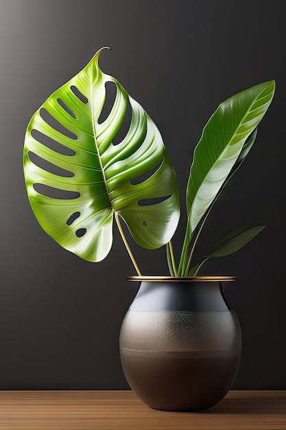 Folha de Monstera em vaso