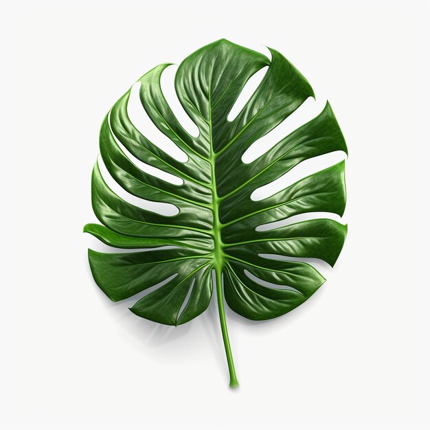 Folha de Monstera isolada em fundo branco