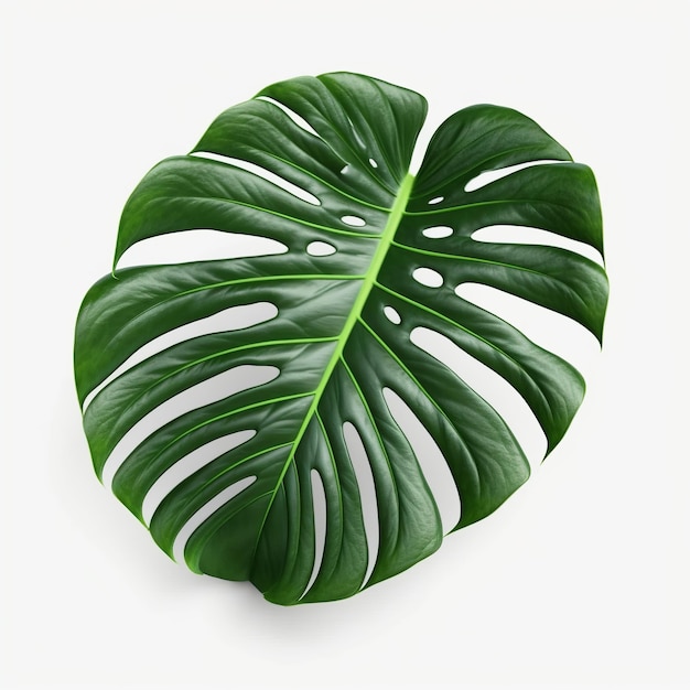 Foto folha de monstera isolada em fundo branco