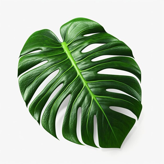 Folha de Monstera isolada em fundo branco