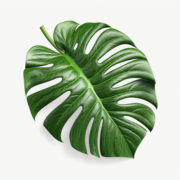 Folha de Monstera isolada em fundo branco