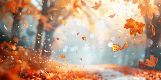 folha de outono queda paisagem de outono folha amarelo-vermelha IA generativa