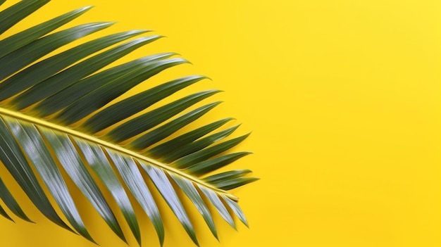 Folha de palmeira elegante em um pano de fundo colorido GERAR AI